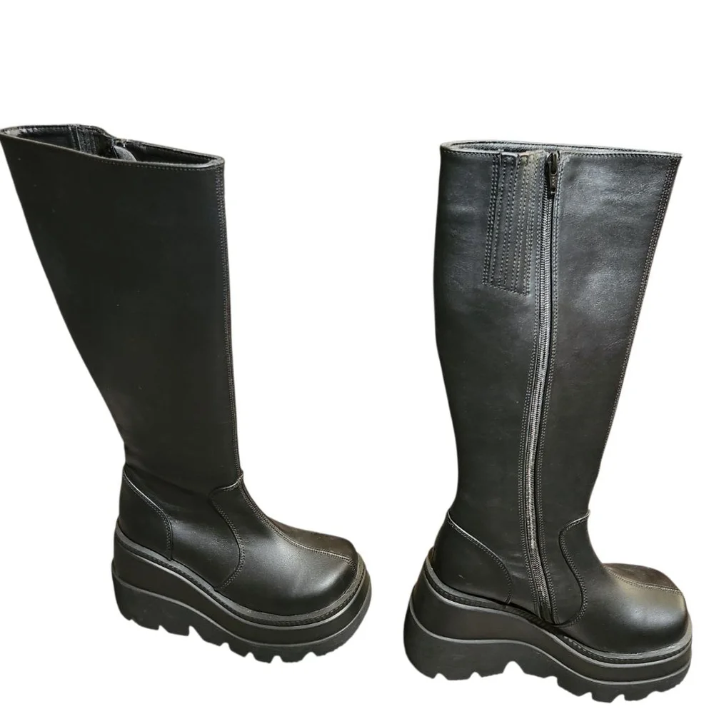 Demonia Shaker Black Platform Boots Womens Size 7 - Picture 4 of 12